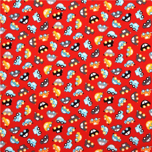 red mini car fabric Ready Set Go 2 by Robert Kaufman 3