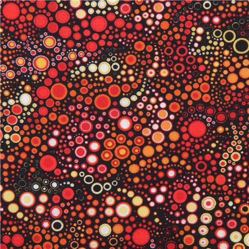 red orange circle dot bubble fabric Robert Kaufman Effervescence ...