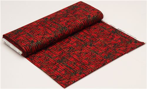 red oriental bamboo fabric Chinese par Robert Kaufman 3