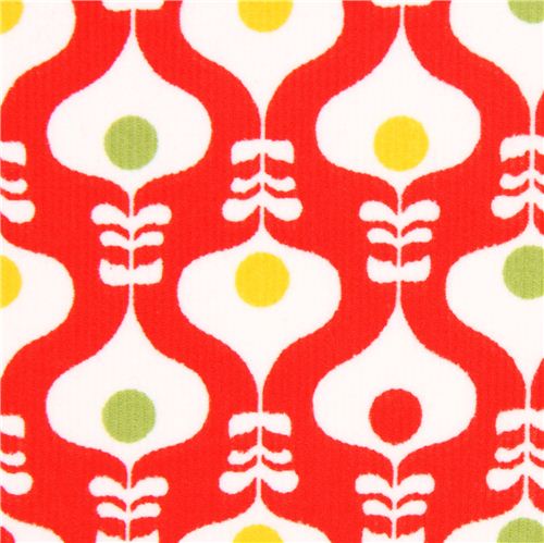 red ornament corduroy fabric Robert Kaufman Cool Cords Fabric by Robert ...