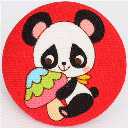 bottone rosso panda fungo tessuto giapponese