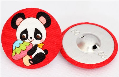 red panda button big mushroom Japanese fabric button 2