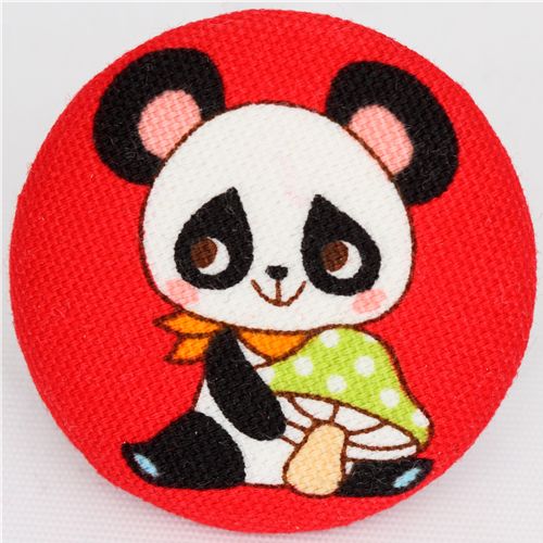 red panda button fly agaric Japanese fabric button 1