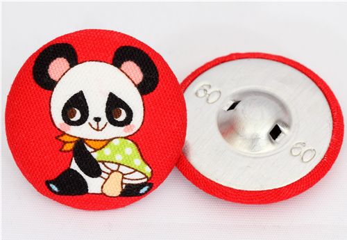 red panda button fly agaric Japanese fabric button 2