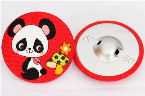 red panda button mushroom Japanese fabric button 2