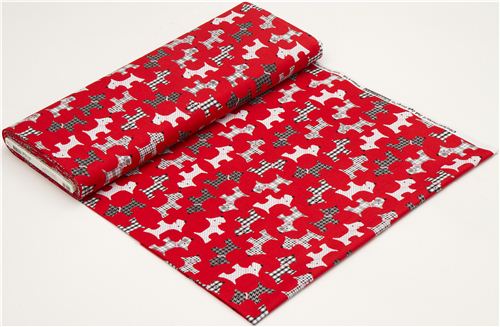 red patterned dog animal fabric par Robert Kaufman USA 3