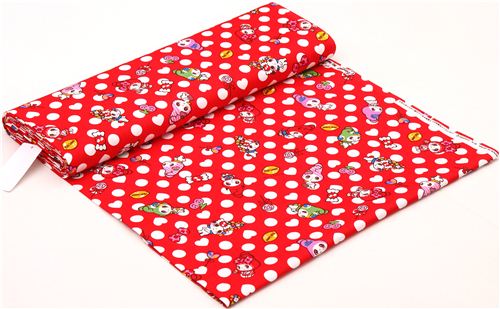 red polka dot My Melody bunny Sanrio oxford fabric from Japan 3