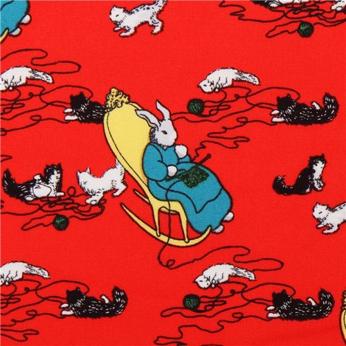 red rabbit grandma cat Cloud 9 animal organic fabric Hush Fabric by ...