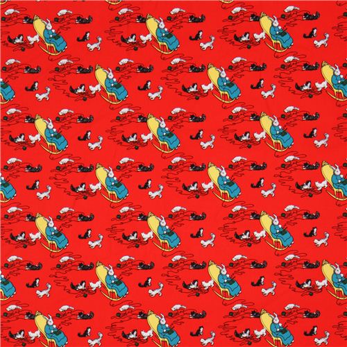 red rabbit grandma cat Cloud 9 animal organic fabric Hush Fabric by ...