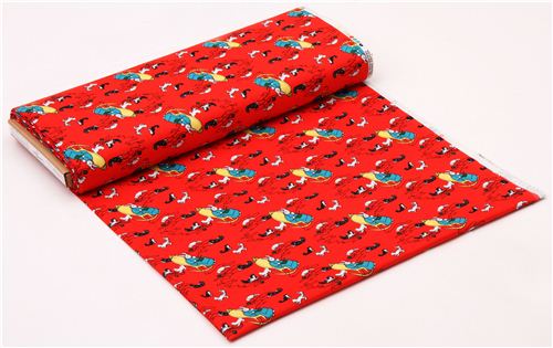 red rabbit grandma cat Cloud 9 animal organic fabric Hush Fabric by ...