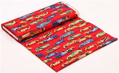 red racing car car sports fabric Robert Kaufman Pedal to the Metal 3