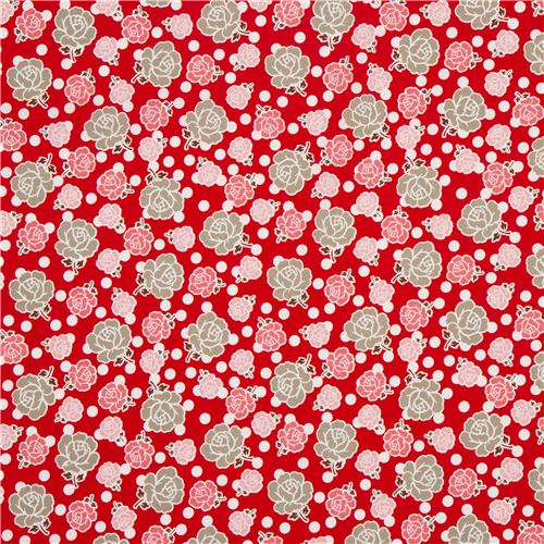 red rose fabric with polka dots from the USA by Riley Blake Fabric by ...