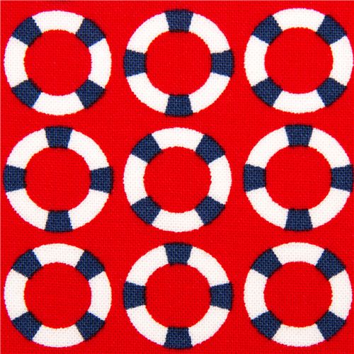 red sailor fabric with lifesavers by Michael Miller by Michael Miller ...