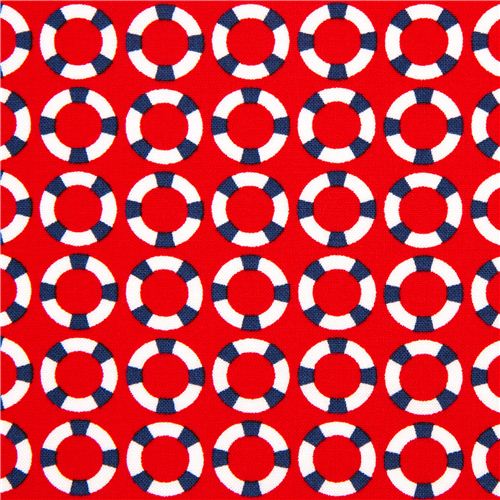 red sailor fabric with lifesavers par Michael Miller  2