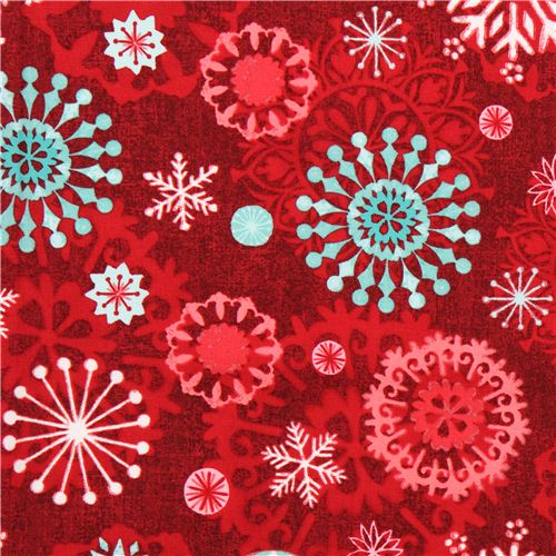 red snowflake Christmas fabric Chalkboard Snowman 1