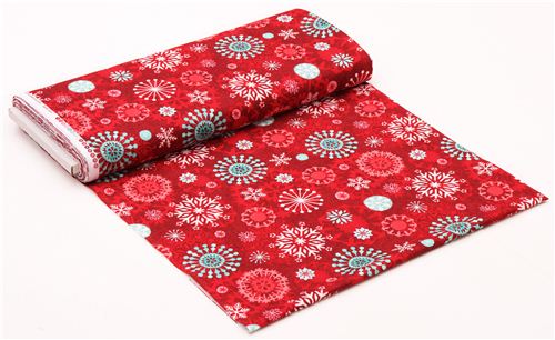 red snowflake Christmas fabric Chalkboard Snowman 3