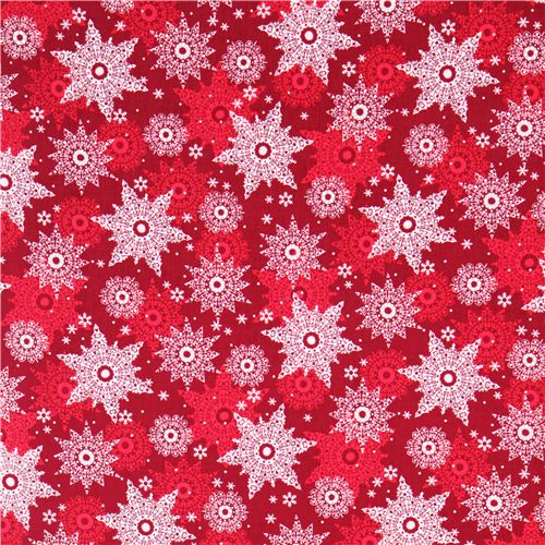 red snowflake Christmas fabric metallic Quilting Treasures 2