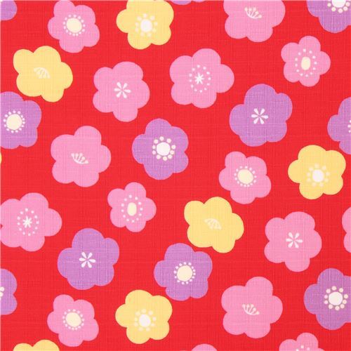 Tela dobby roja con textura linda flor amarillo violeta rosa de Japn Tela