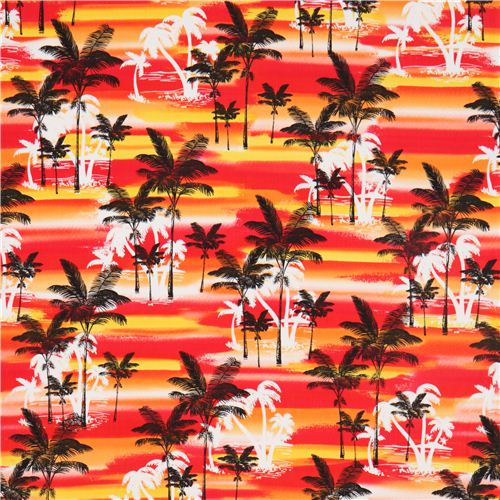 red sunset and palm tree fabric by Timeless Treasures Fabric by ...