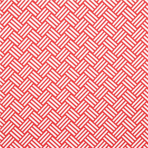 red tatami stripes cotton sateen fabric Michael Miller 2