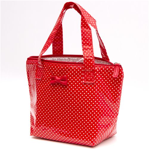 red thermo lunch bag white polka dots with ribbon - Lunch Bags - Bags ...