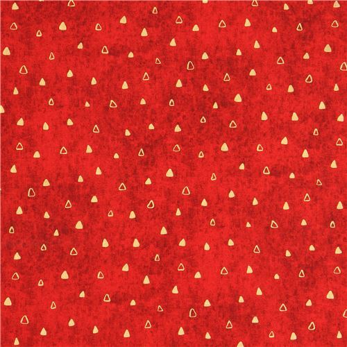 Remnant (19 x 112 cm) - red triangle gold metallic fabric Robert Kaufman Gustav Klimt 2