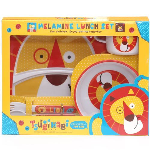 set per bento rosso bianco con leoni dal Giappone 3