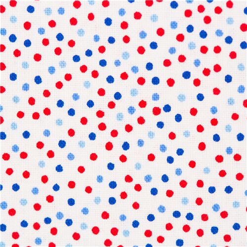 Red Blue Painted Polka Dot 4th July Fabric by Michael Miller - modeS4u