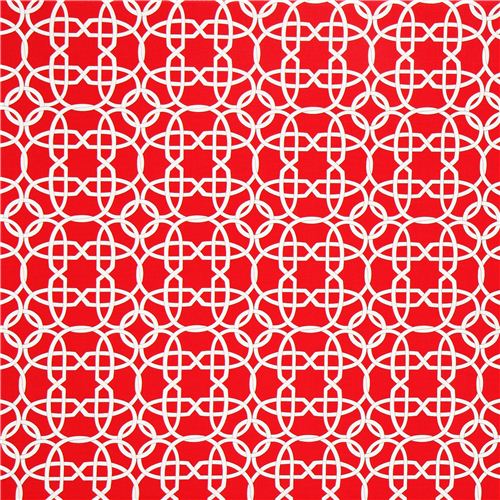 red wicker work fabric par Michael Miller 2