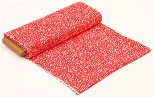 red with light cream mini dot birch knit organic fabric USA by Birch ...