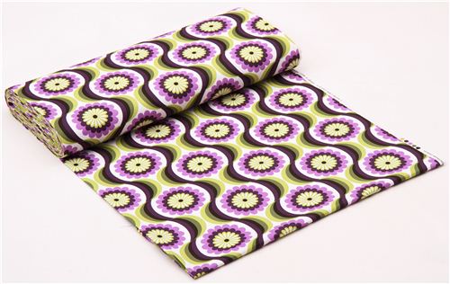retro flower canvas fabric purple Robert Kaufman 3