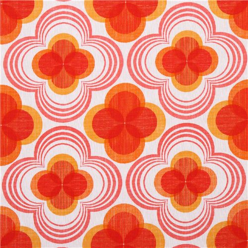 retro flower ornament canvas fabric red Robert Kaufman 1
