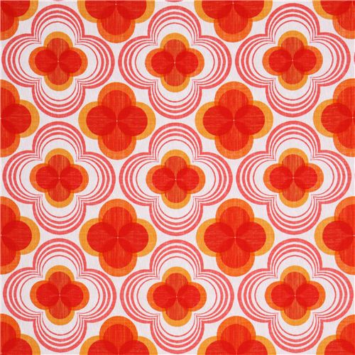retro flower ornament canvas fabric red Robert Kaufman 2