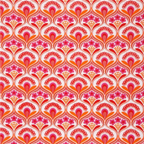 retro flower wallpaper canvas fabric pink Robert Kaufman 2