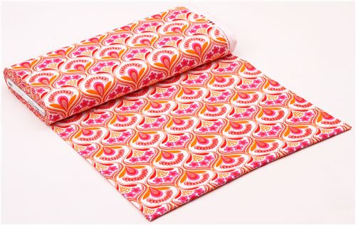 retro flower wallpaper canvas fabric pink Robert Kaufman 3
