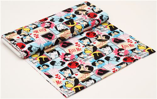 retro lovers fabric with kiss love Timeless Treasure 3