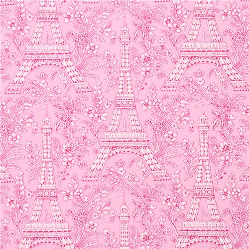 rose Paris Eiffel Tower flower fabric Michael Miller Petite Paris 1