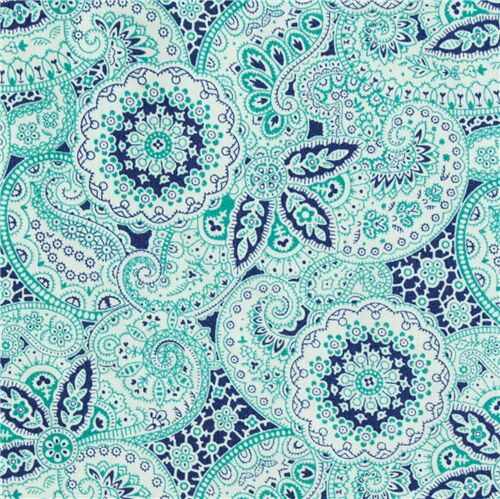round paisley with floral details on blue by Liberty Fabrics - modeS4u