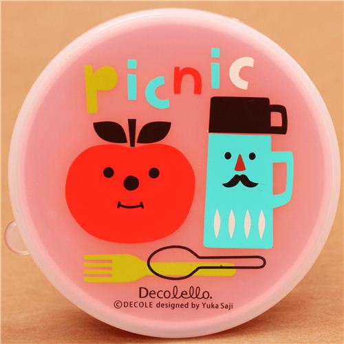 round pink picnic apple Bento Box Lunch Box Decole Bento Box Bento