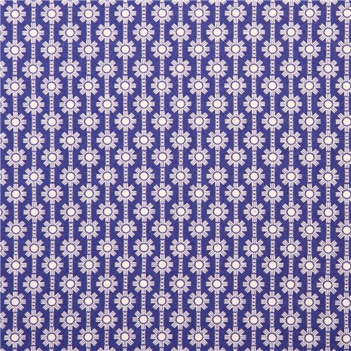 royal blue Daisy Chain flower Canvas fabric Framework Kokka 2