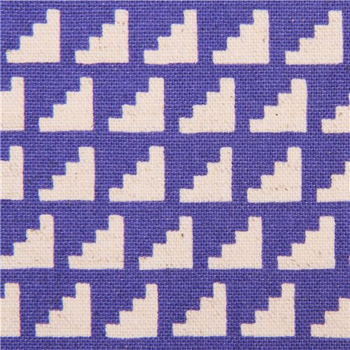 royal blue steps stairs geo Canvas fabric Framework Kokka 1