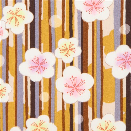 sakura flower amunzen fabric with stripes Fabric