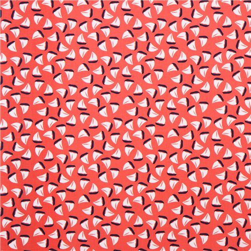 salmon red sailboat fabric by Michael Miller  2