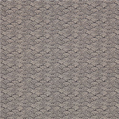 scallop pattern Japanese muraito fabric in dark blue and beige modeS4u