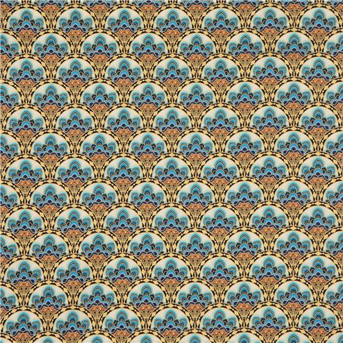 scallop pattern Robert Kaufman fabric with gold embellishment - modeS4u