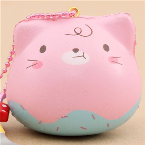 Squishy Perfumado Mini Malvavisco Nube Turquesa Y Rosa Con Gato De Puni