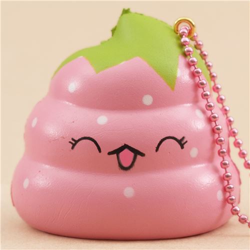 scented pink Crazy  Poo  strawberry squishy  by Puni Maru 