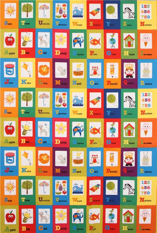 school patchwork alphabet ABC fabric Clothworks Schoolies - modeS4u