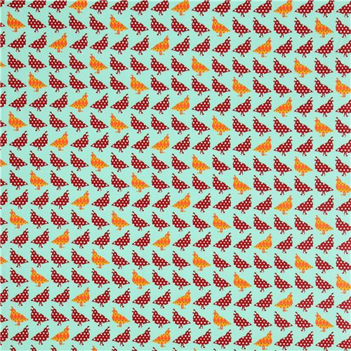 sea green chicken fabric par Robert Kaufman 2