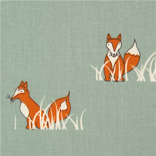 Tissu bio vert océan avec des renards par Birch Tissu